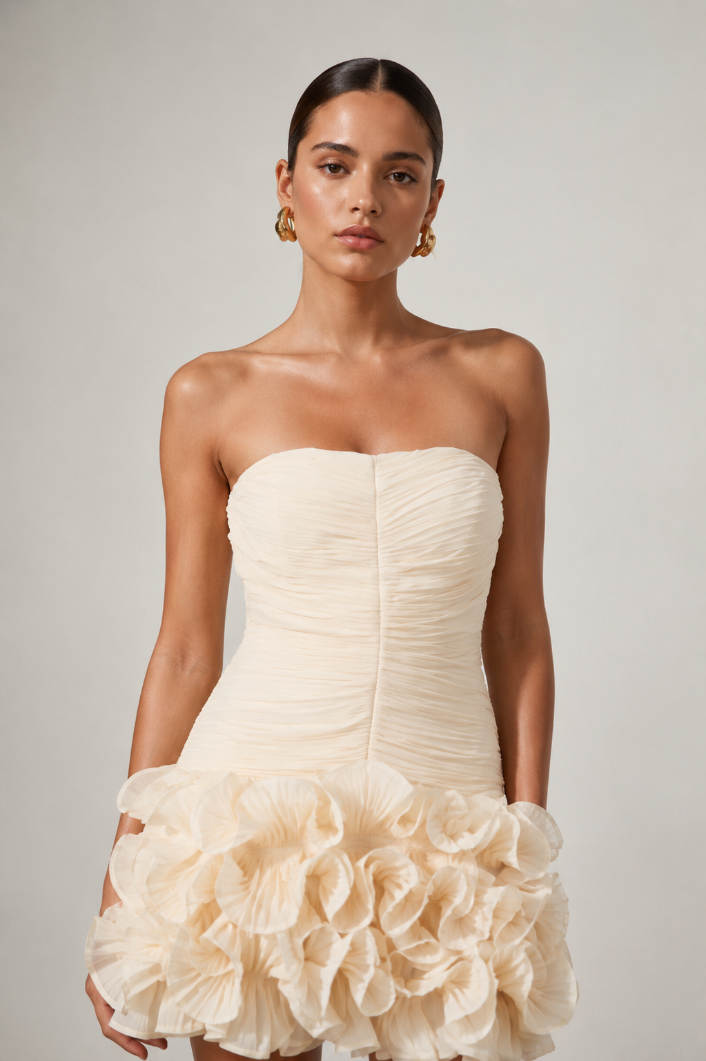 Élodie Rosette Mini Dress – Ivory