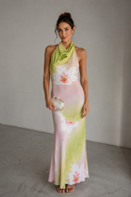 Aurélie Watercolor Halter Maxi Dress
