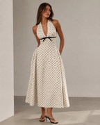 Amélie Halter Polka Midi Dress