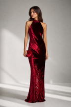 Élise Burgundy Velvet Maxi Dress