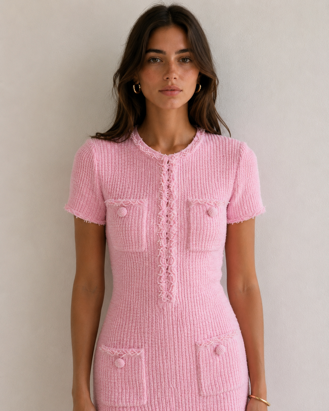 Rosalie Knit Mini Dress – Blush Pink