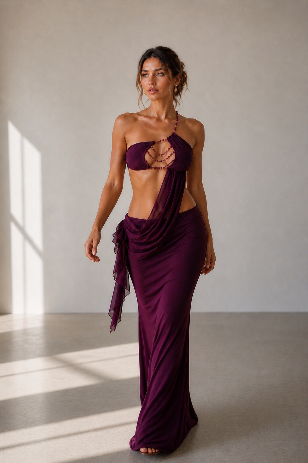 Valentina Plum Draped Maxi Dress