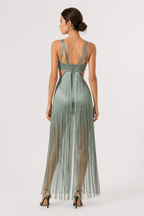 Aurelia Sage Fringe Gown