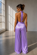 Lilou Satin Cowl-Neck Jumpsuit