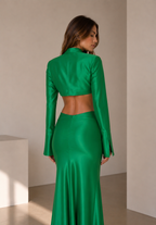 Emerald Satin Two-Piece Set