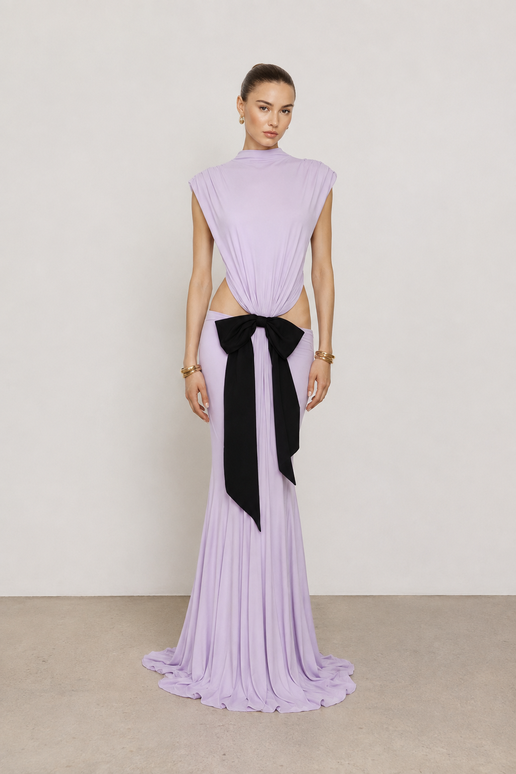 Celestina Lilac Bow Cut-Out Gown