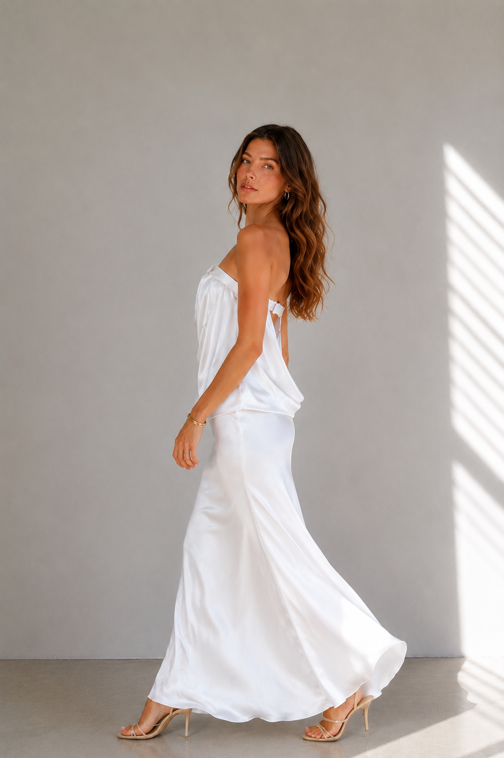 Liora Satin Draped Maxi Dress