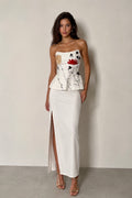 Elara Floral Peplum Set-White