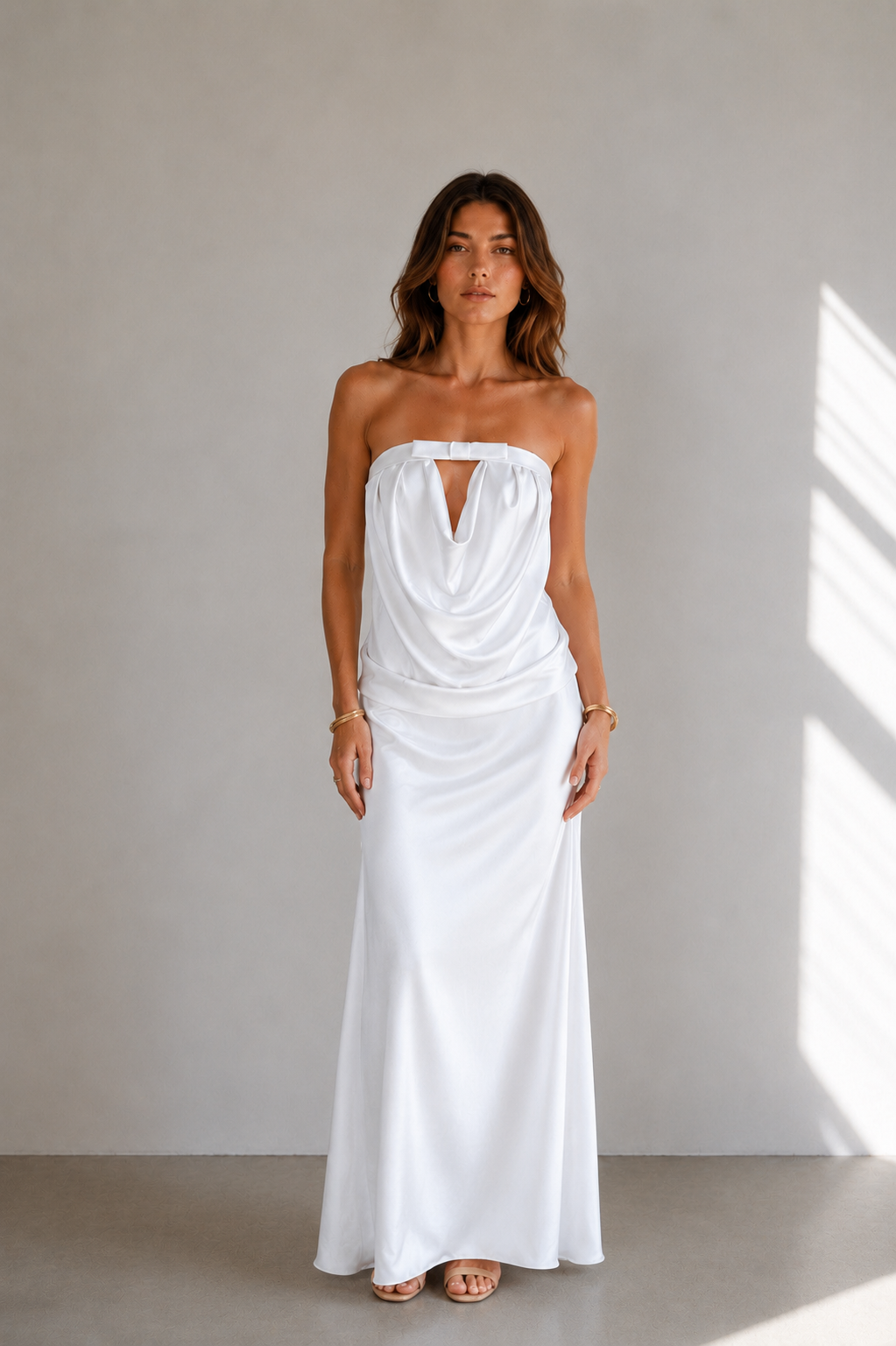 Liora Satin Draped Maxi Dress
