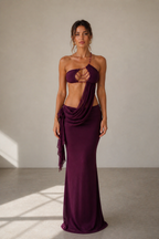 Valentina Plum Draped Maxi Dress