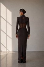 Noir Amara Mesh Corset Maxi Dress