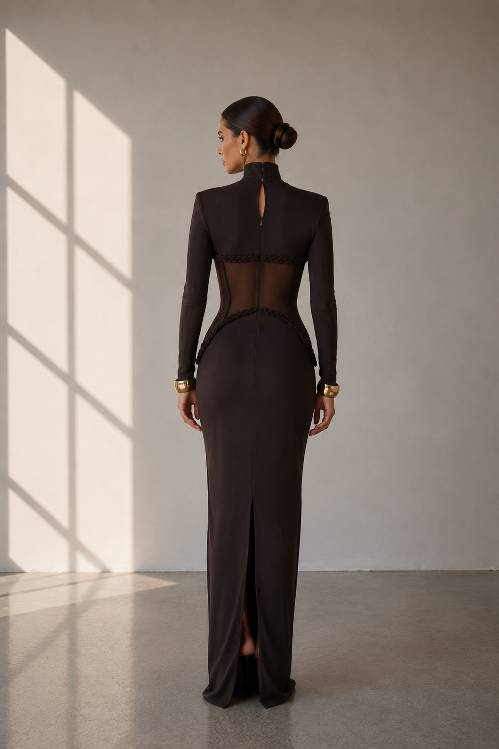 Noir Amara Mesh Corset Maxi Dress