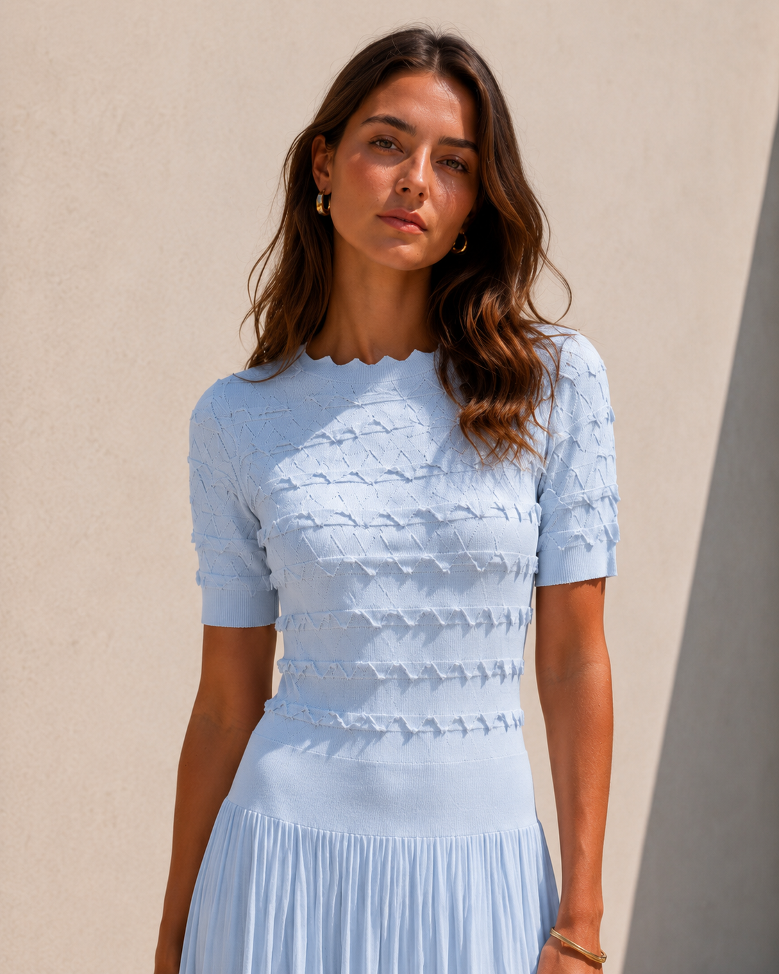 Elise Textured Pleated Maxi Dress