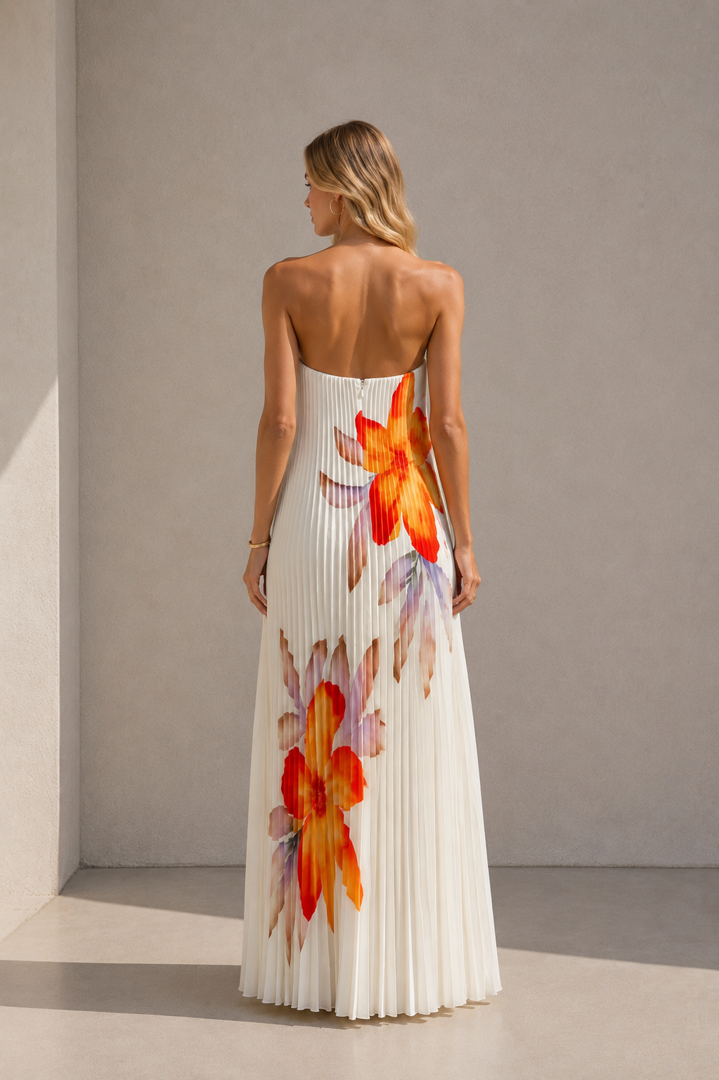 Marbella Pleated Floral Maxi Dress
