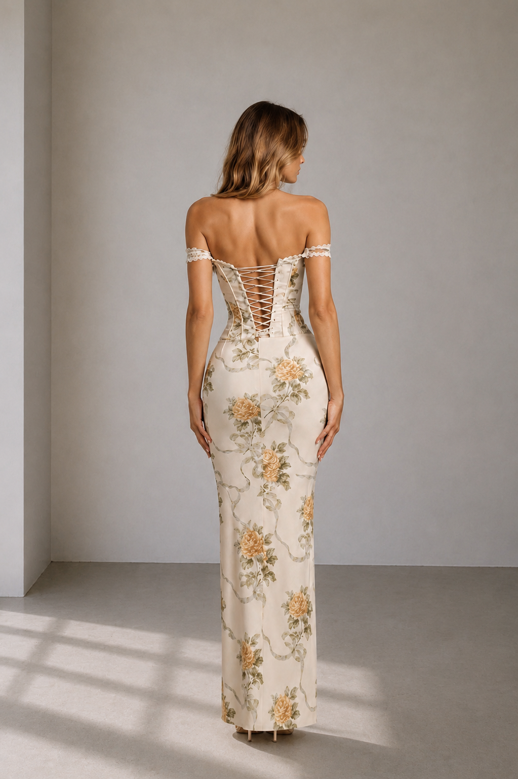 Élodie Ivory Floral Corset Two-Piece Set