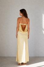 Liora Satin Draped Maxi Dress
