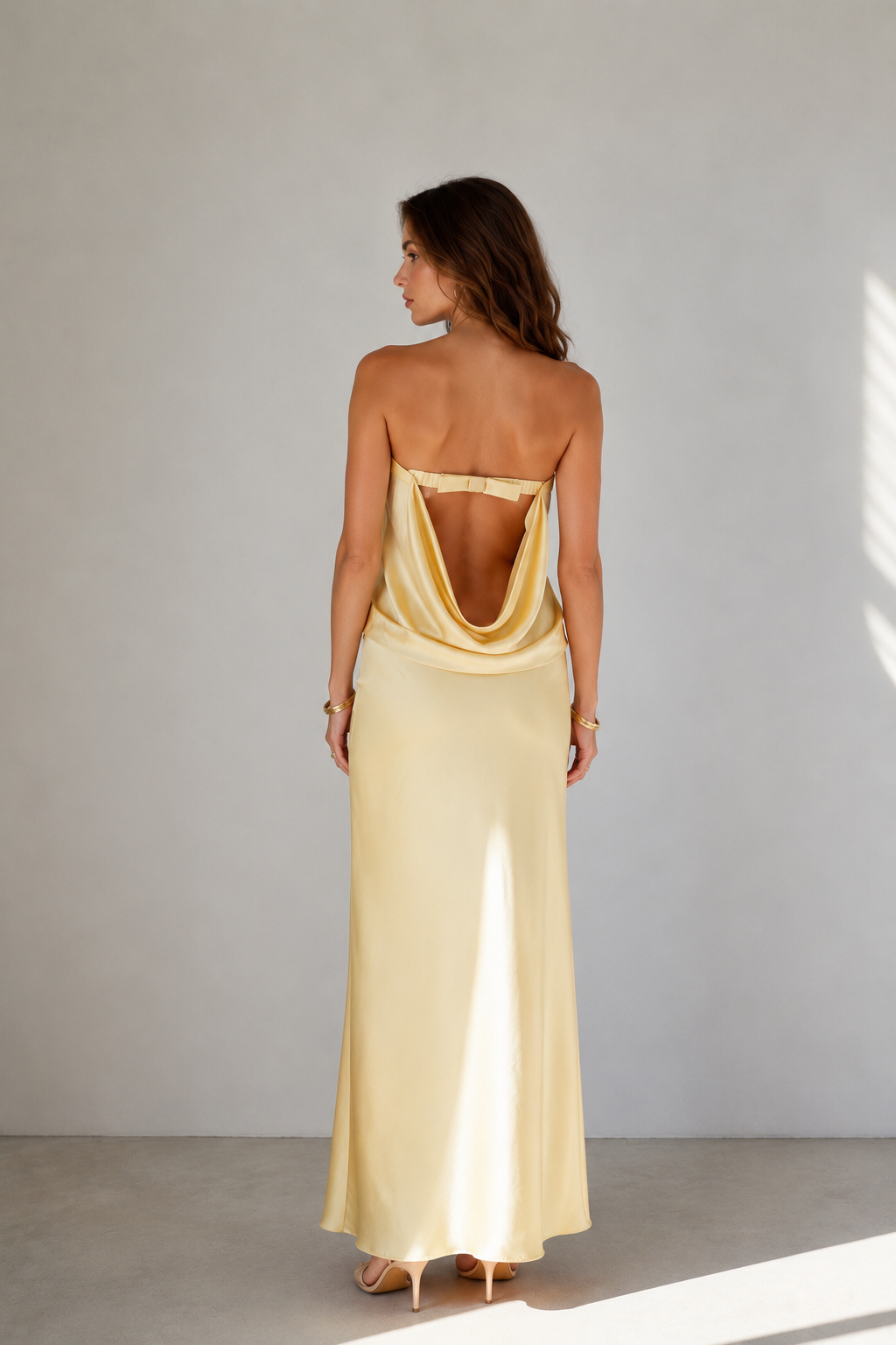 Liora Satin Draped Maxi Dress