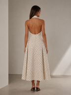 Amélie Halter Polka Midi Dress