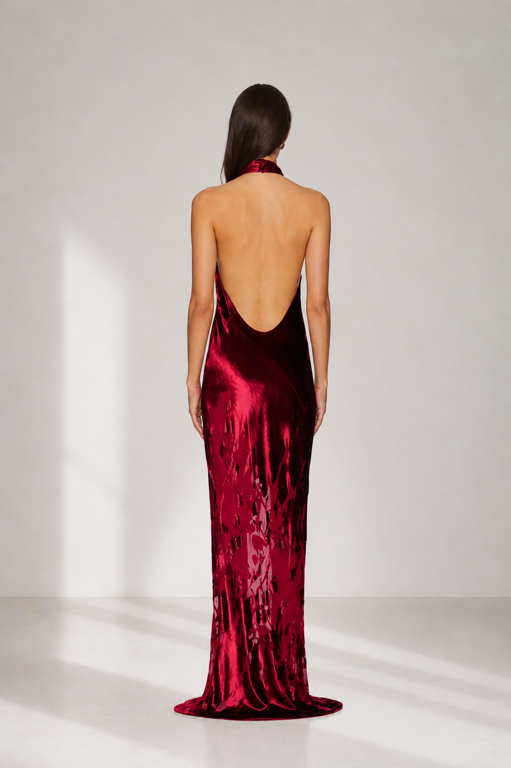 Élise Burgundy Velvet Maxi Dress