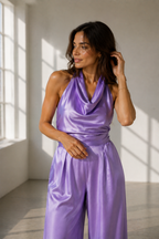Lilou Satin Cowl-Neck Jumpsuit