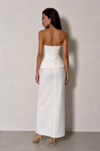 Elara Floral Peplum Set-White
