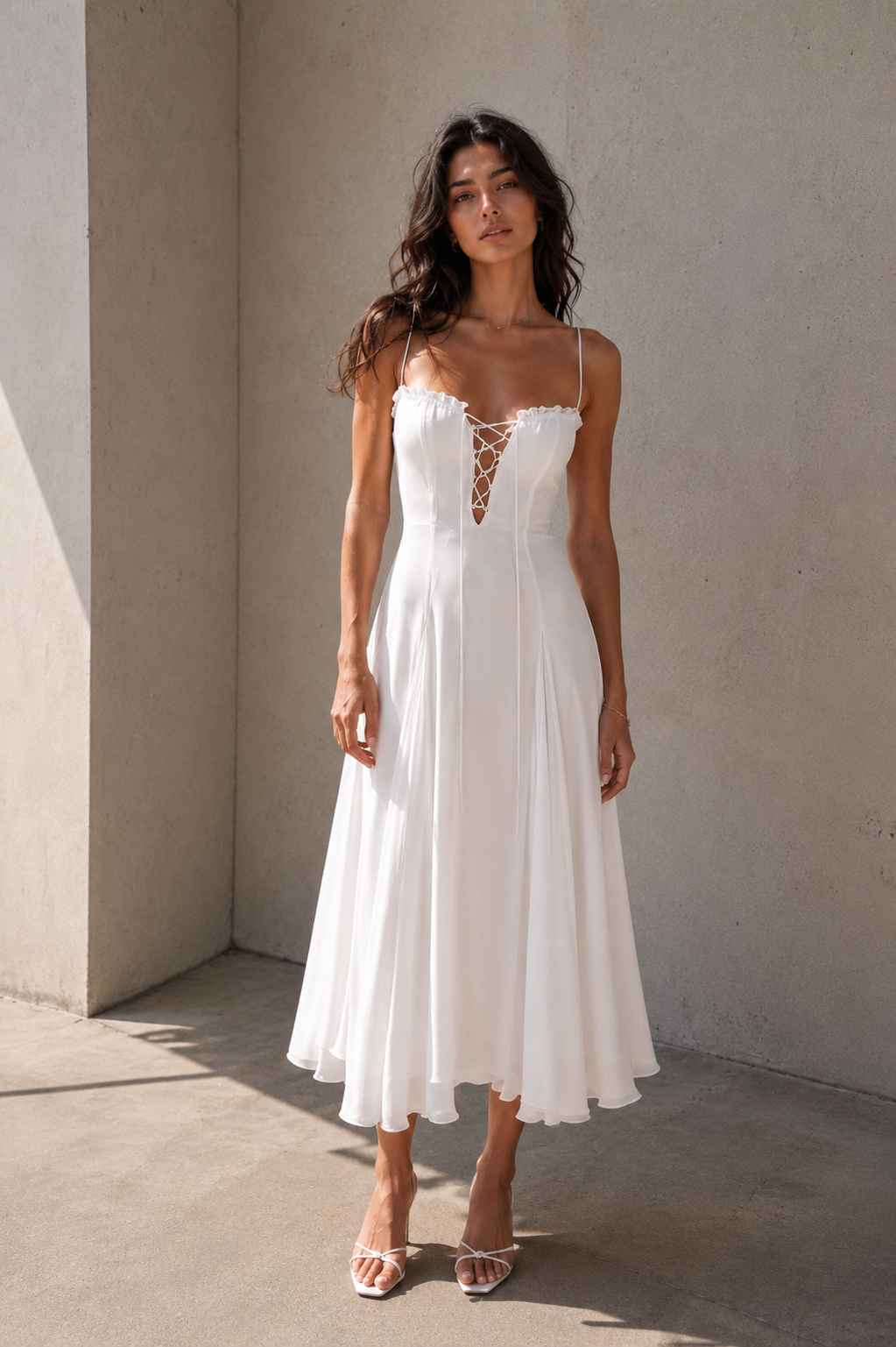 Élodie Lace-Up Midi Dress
