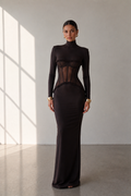 Noir Amara Mesh Corset Maxi Dress