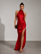 Scarlett Satin Halter Maxi Dress
