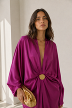 Solana Draped Satin Maxi Dress
