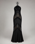 Élise Black Satin Lace Dress