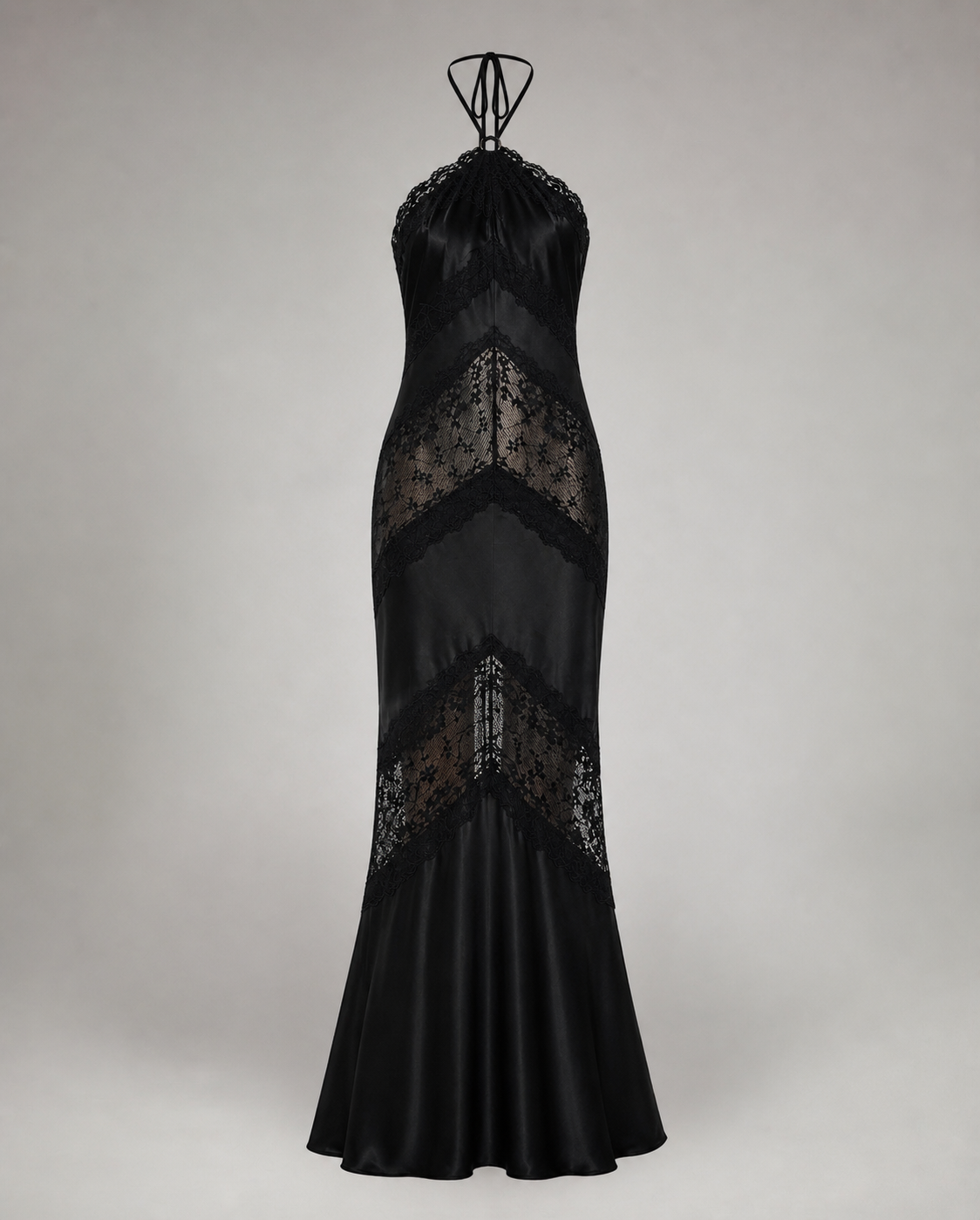 Élise Black Satin Lace Dress
