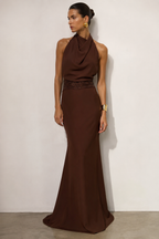 The Verona Chocolate Halter Gown
