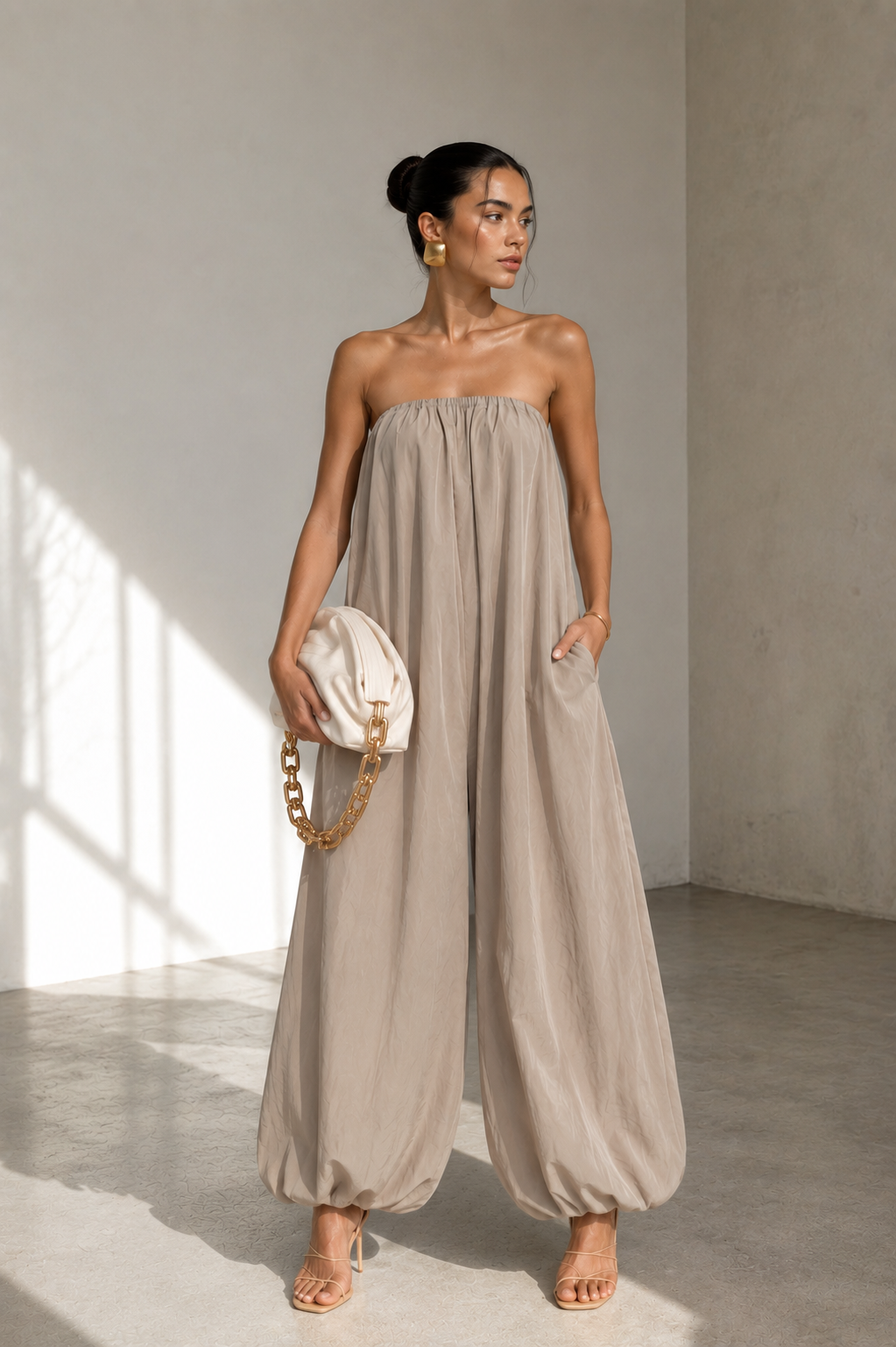 Selene Strapless Draped Jumpsuit