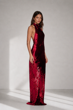 Élise Burgundy Velvet Maxi Dress