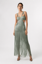 Aurelia Sage Fringe Gown
