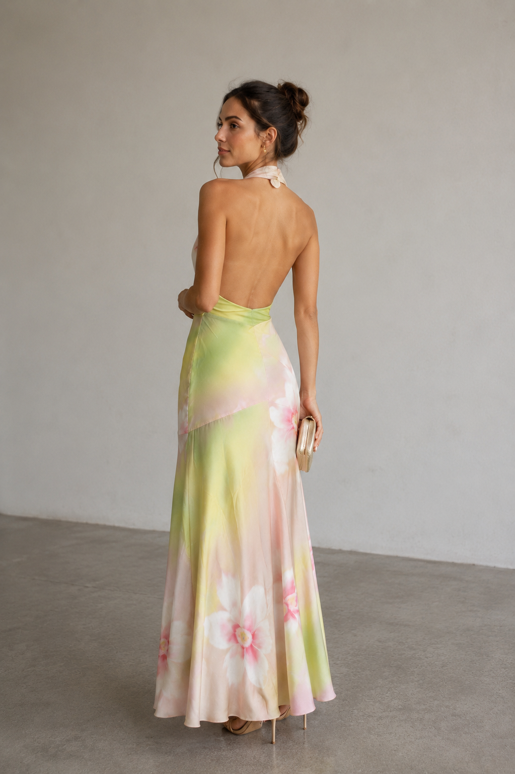 Aurélie Watercolor Halter Maxi Dress