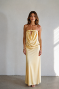 Liora Satin Draped Maxi Dress
