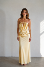 Liora Satin Draped Maxi Dress