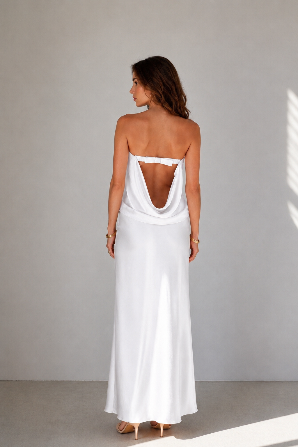 Liora Satin Draped Maxi Dress