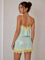 Isla Sequin Lace Set – Mint Glow