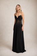 Noir Blossom Lace Evening Dress