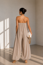Selene Strapless Draped Jumpsuit
