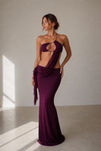 Valentina Plum Draped Maxi Dress