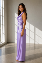 Lilou Satin Cowl-Neck Jumpsuit