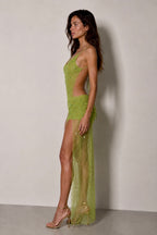 Sienna Embellished Cut-Out Maxi Dress – Olive Green