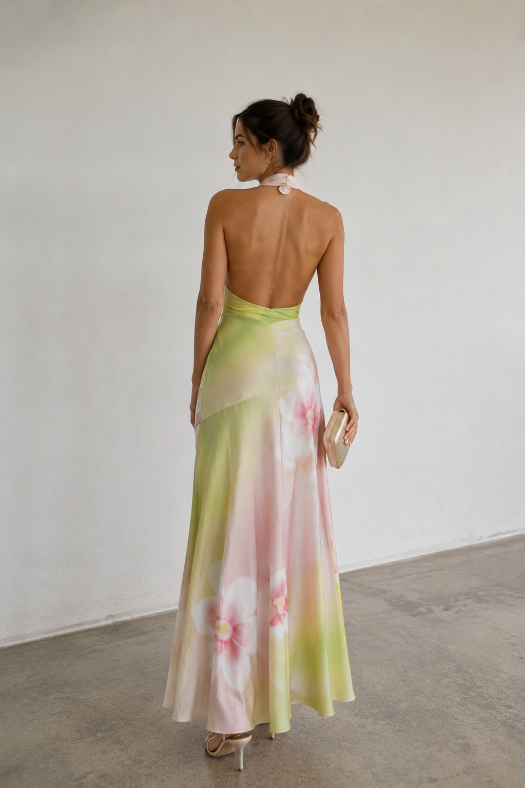 Aurélie Watercolor Halter Maxi Dress