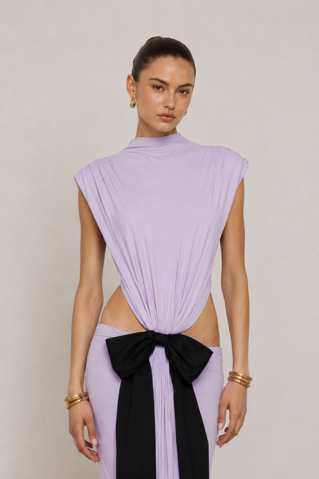 Celestina Lilac Bow Cut-Out Gown
