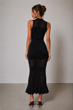 Noir Éclipse Knit Midi Dress