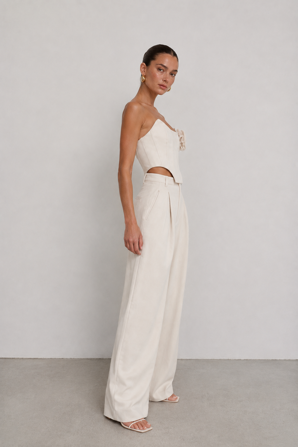 Rosalie Ivory Corset Wide-Leg Set