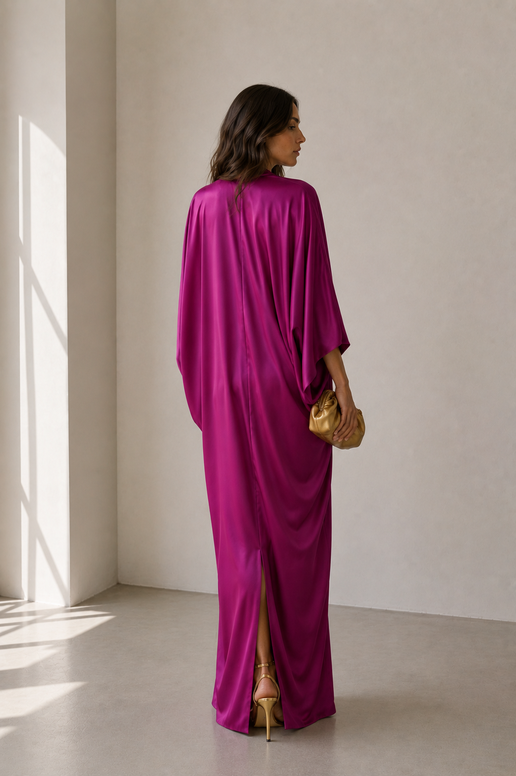 Solana Draped Satin Maxi Dress